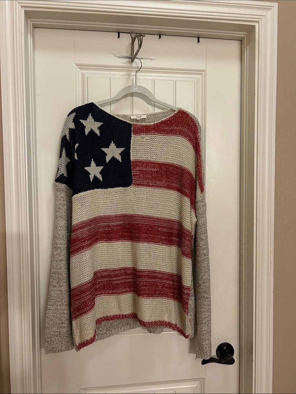 easel Women's Knit Crewneck Sweater - Red, White & Blue